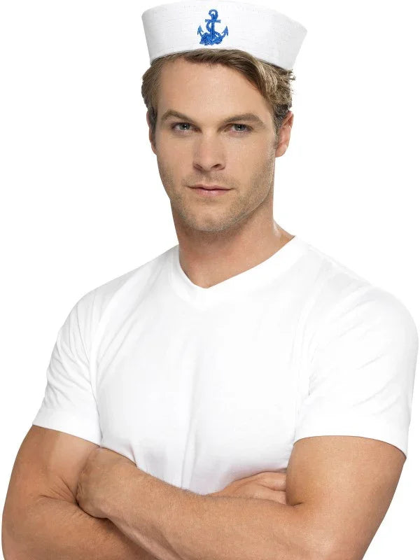 Gorro de Marinero Blanco con Ancla Complementos Marineros Smiffys